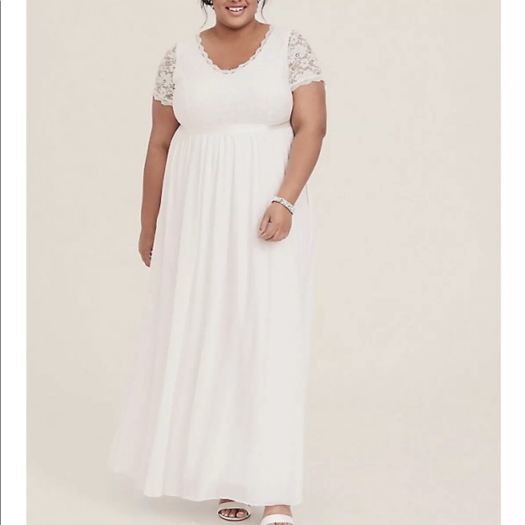 Torrid The Wedding Collection Chiffon Lace Sequins Maxi Wedding Dress